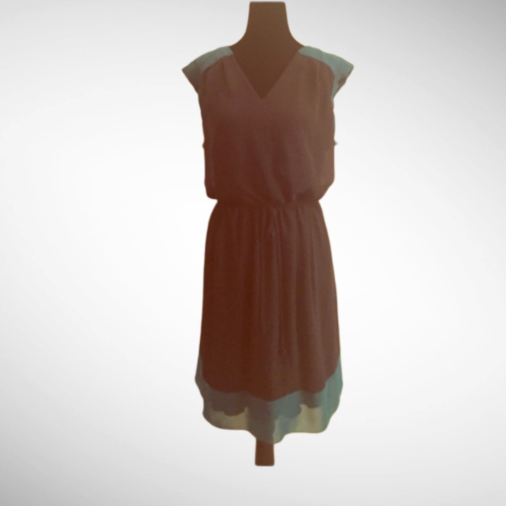 Teal and Navy - V neck dress with drawstring waist